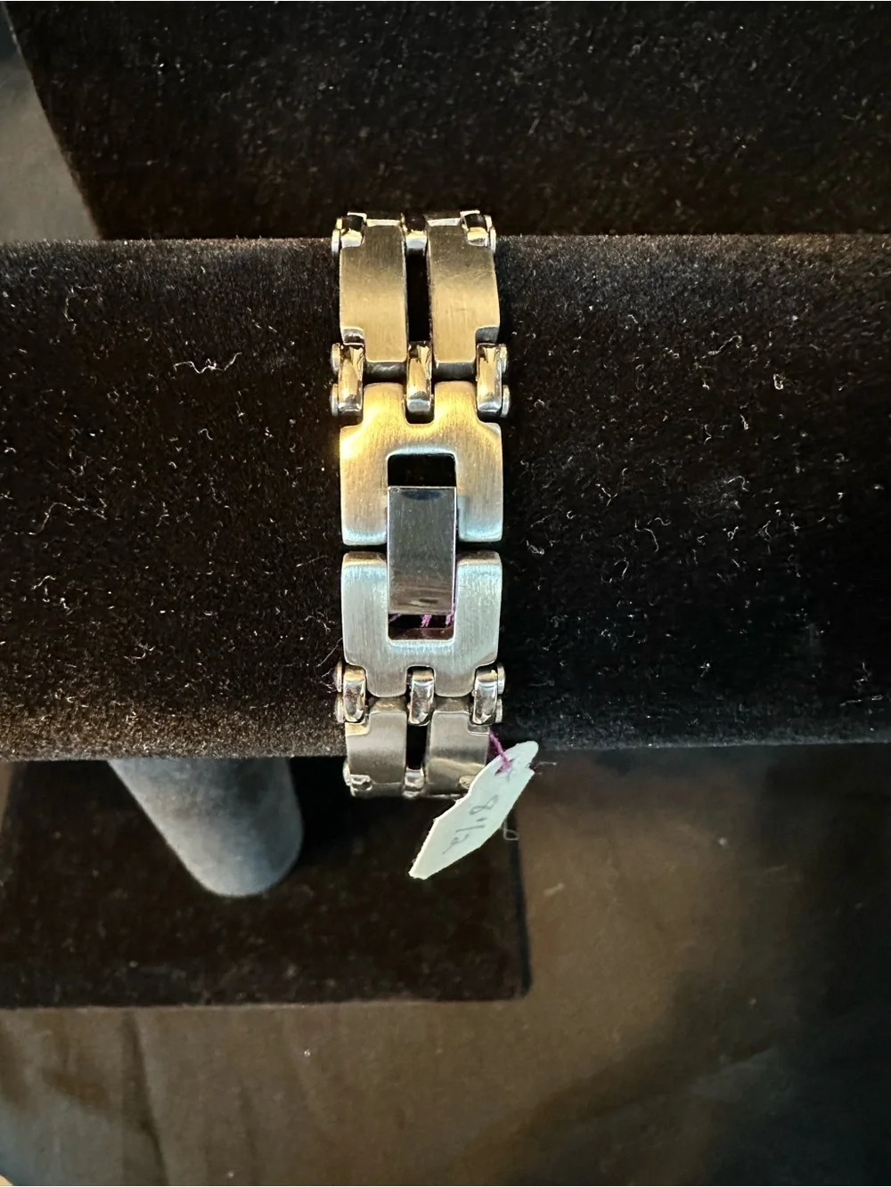 Mens Stainless Steel Open Link Dual Row Bracelet - Satin Finish